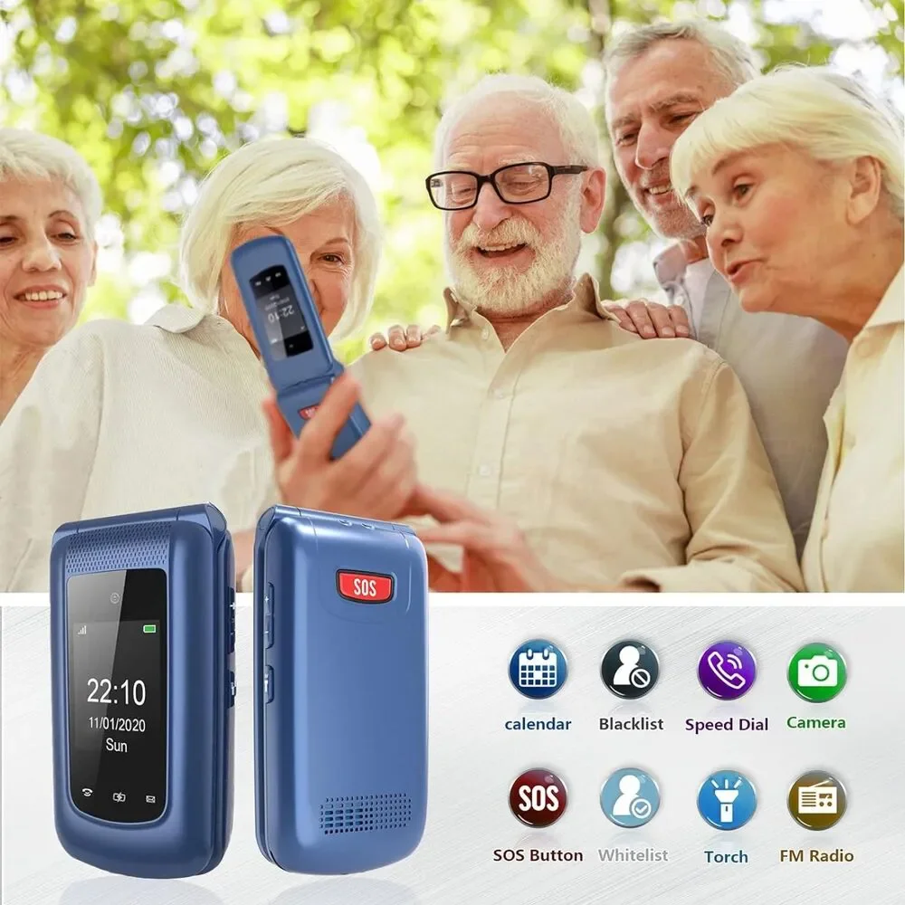 Uleway Unlocked 3G Seniors Flip Cell Dual SIM Card Big Button Easy-to-Use